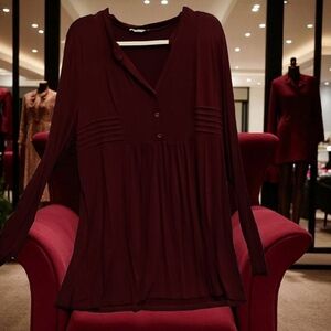 Women's Burgundy Long Sleeve Top